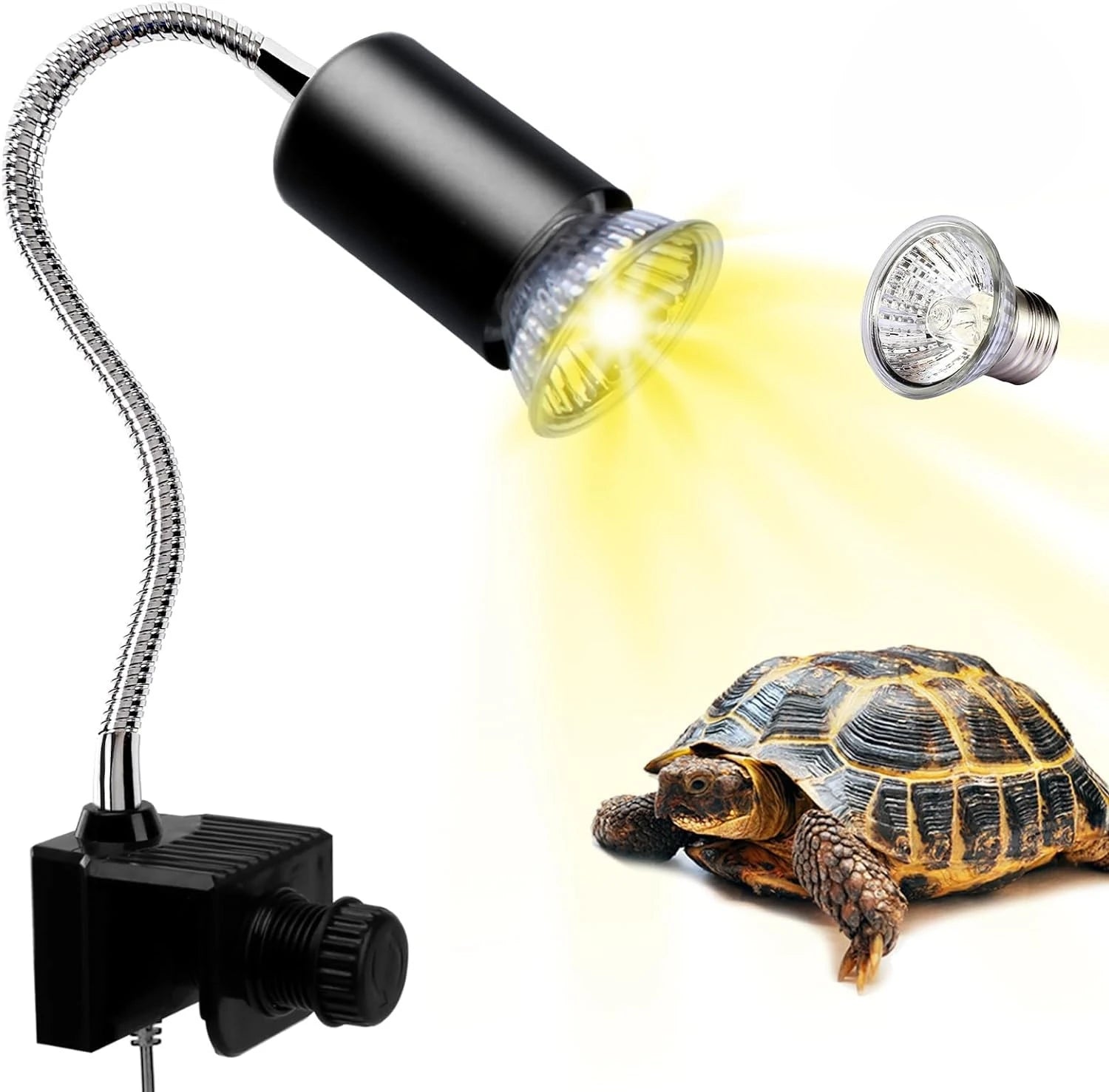 Reptile Heat LampUVA UVB Light for Aquarium Turtle TankBasking Bulb and Swivel Clamp Stand for TortoiseSnakeFrogLizard