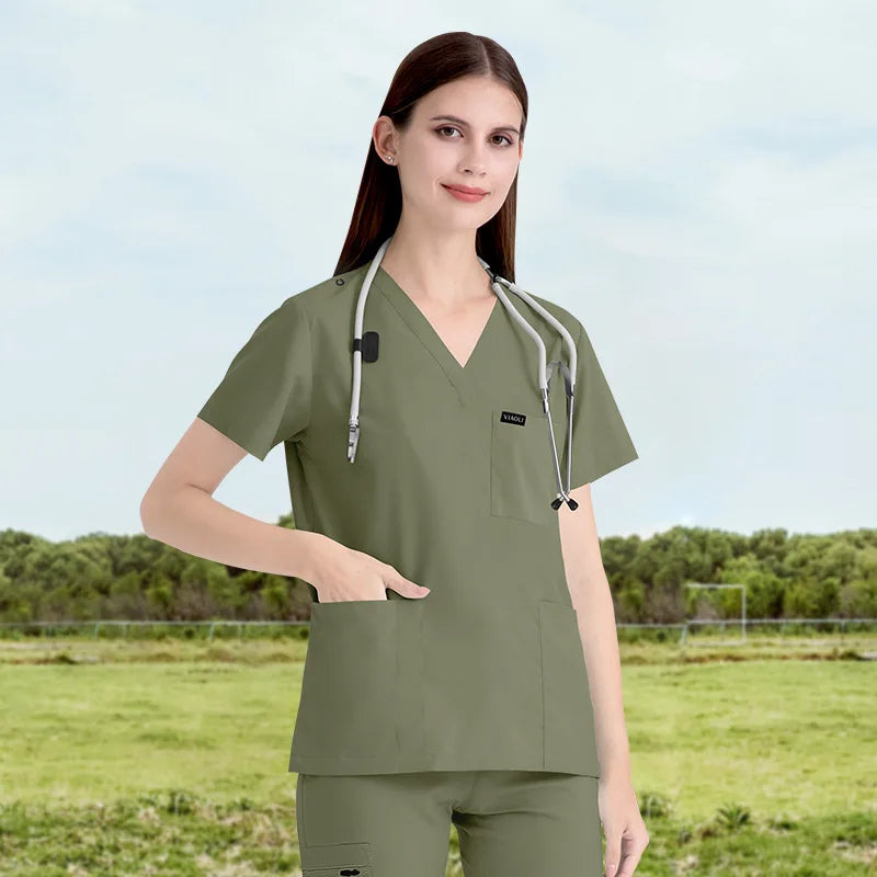 In Stock 42122 Stretchy Suit Jacket and Pants Navy Woman Truck Suits Used Clothes Two Piece Set for Women Men Medical Scrubs