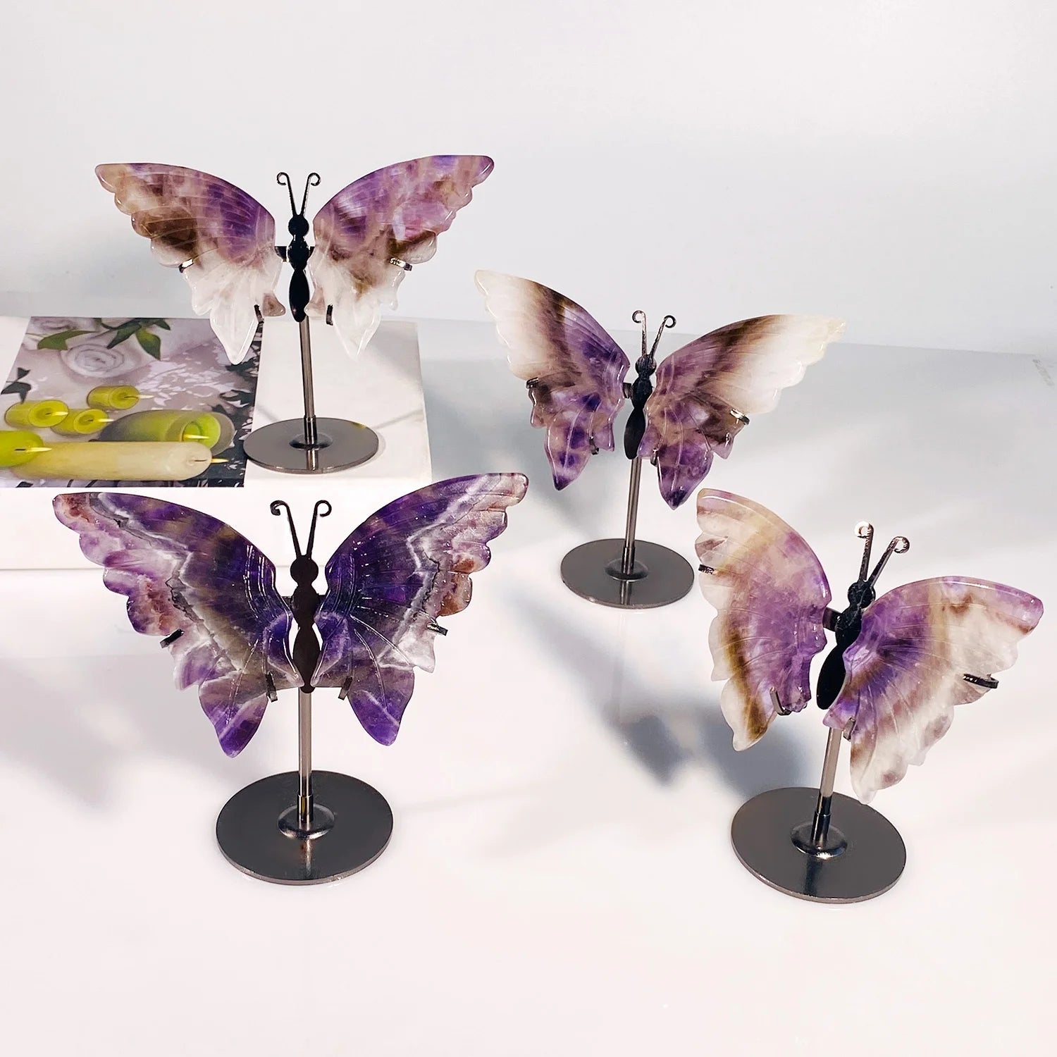 Hot Sale Handmade Dream Amethyst Carvings High Quality Wings Crystal Gemstone Butterfly Wings for Wedding Decoration
