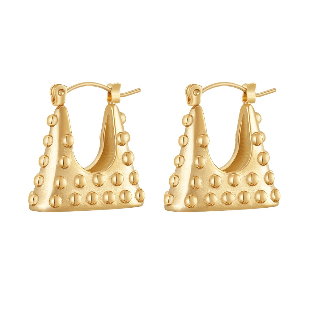 Latest 18K Gold Plated Stainless Steel Jewelry Wave Point Handbag Earrings Trendy for Women Gift Earrings E241530
