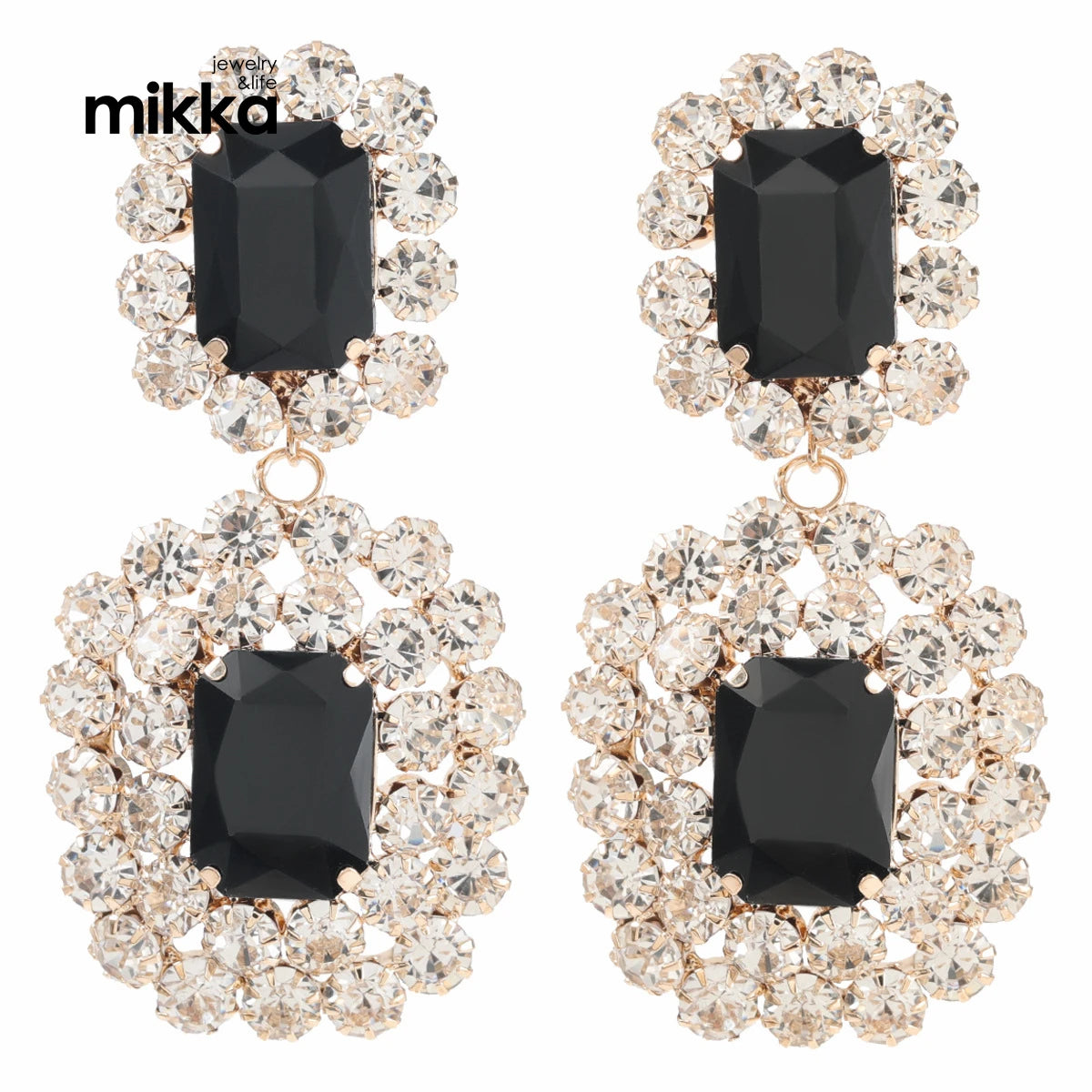 Hot Selling Women Party Jewelry Gold Plated Geometric Rhinestone Diamond Drop Earrings