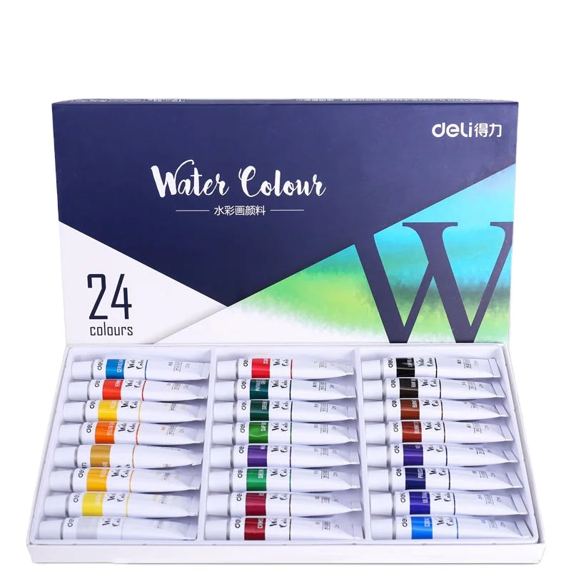 Deli 73852 24pcs/box Children's Watercolor Pigments 12ml Art Painting Watercolor Pigments 24box*24pcs=576pcs Per Carton Set