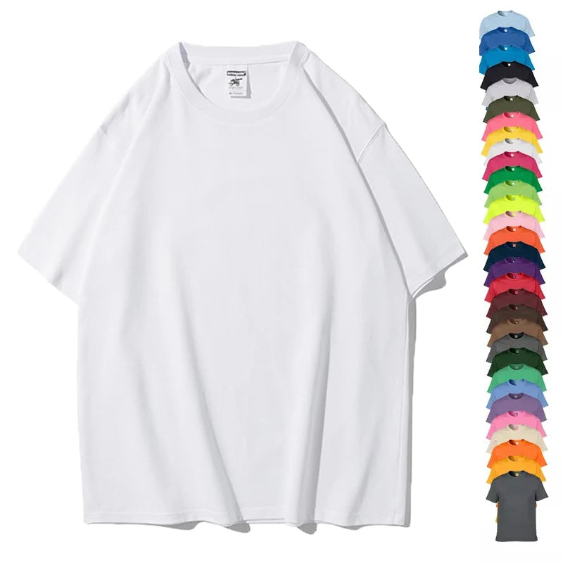 Wholesale O-Neck Oversized Blank Knitted Tshirt 100% Cotton 280 Gsm Eco-Friendly Drop Shoulder Streetwear