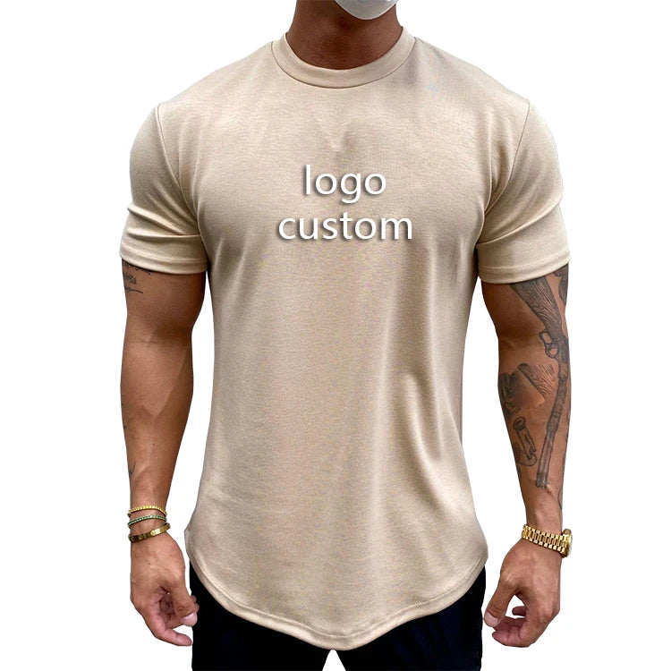 Compression Shirt Elastic Cotton Spandex Plain Training Tight Fitted Tshirt Custom Muscle Fitness Gym Wear Mens Sport T Shirt