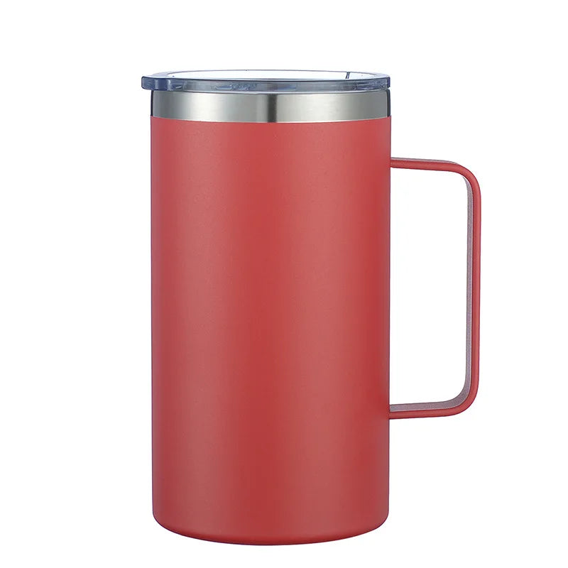 24oz Office Coffee Mug with Handle 304 Stainless Steel Vacuum Insulated Thermos Durable Handle Mug