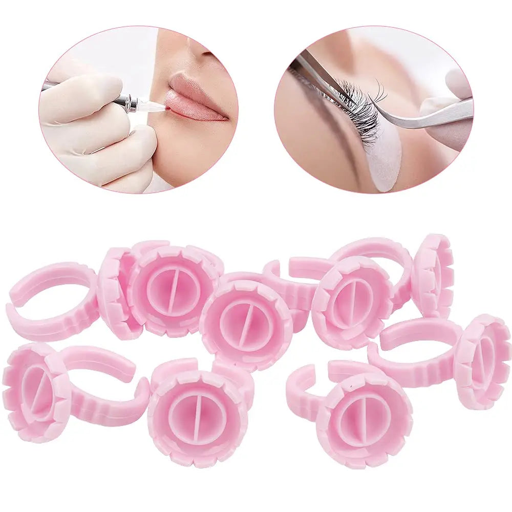 100pcs/bag Round Shape Eyelash Grafting Eyelash Blossom Cup Sun Flowering Glue Holder Ring Eyelashes Extension Adhesive Stand