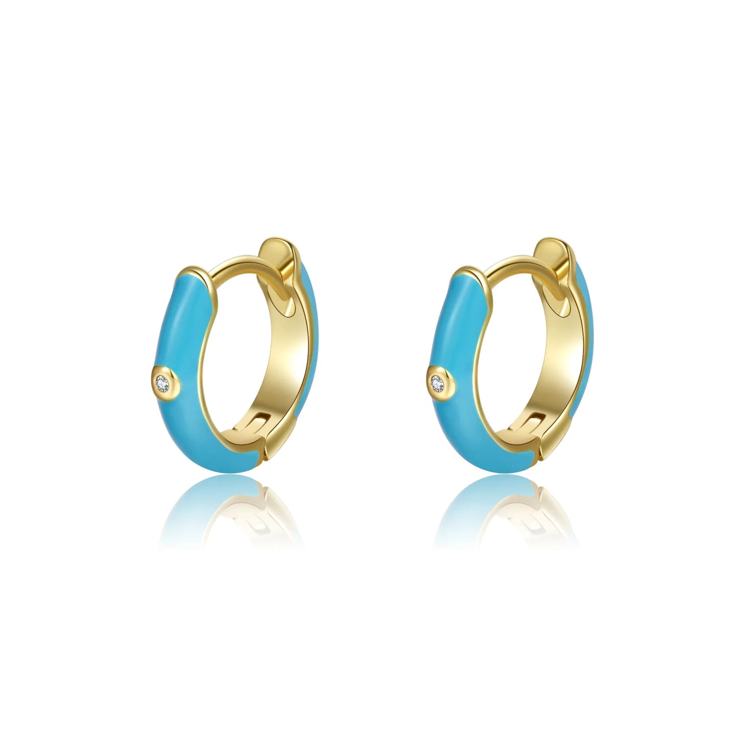 Designer Painting Oil Simple Solid Color Women Zircon Round Geometric Earring Copper Plated 18K Gold Brass Small Hoop Earring