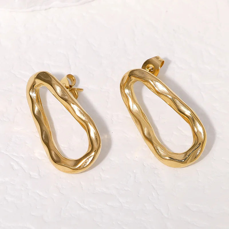 Beimai OEM Earrings Wholesale Simple and Fashionable Oval Titanium Steel Earrings