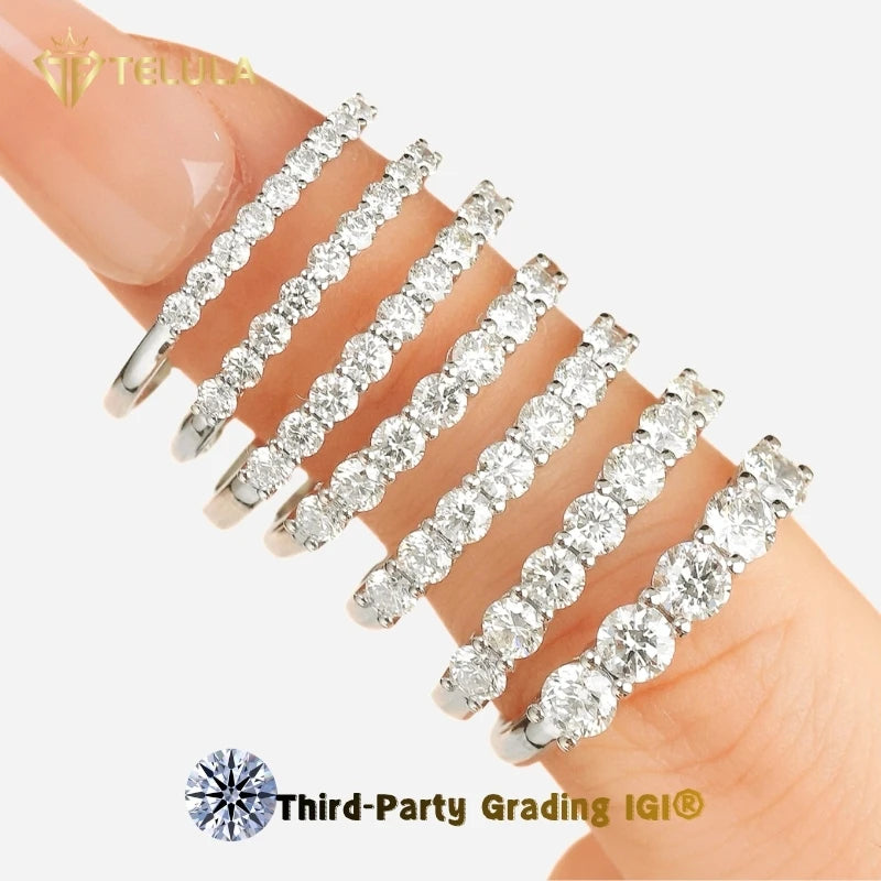Custom Round Lab Diamond Rings Multiple Size Eternity Band Stack Ring 14k 18K Solid Gold Lab Grown Diamond Ring