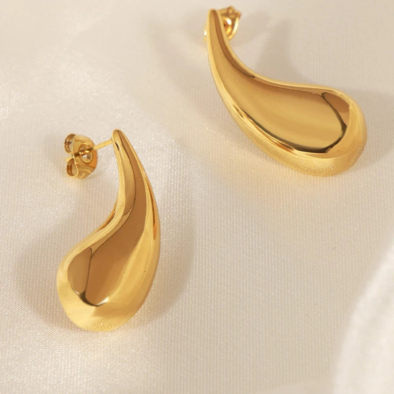 12mm*29mm Stainless Steel Waterdrop Earrings Hollow Geometric Non Tarnish Earrings for Women INS Fashion Classic Trendy Jewel