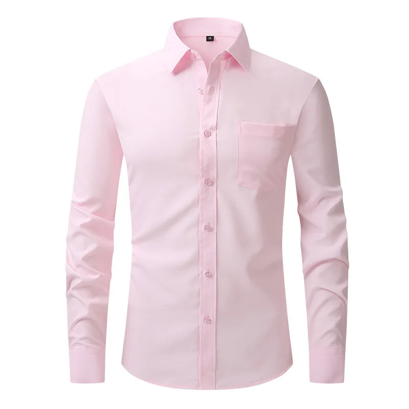 American Size Men's Top Business Casual Professional Dress Shirt Four-Sided Elastic Anti-Wrinkle Twill Fabric for Spring Seas