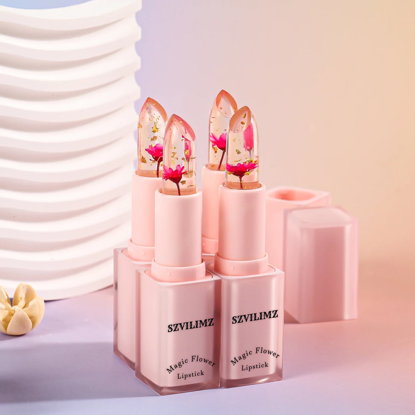 Moisturizer Private Label Flower Lipstick Temperature Change Color Lip Balm Stick