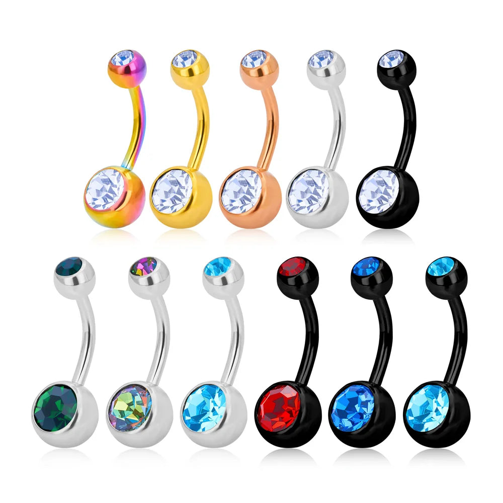 Wholesale G23 ASTM F136 Titanium Piercing Belly Ring Zircon Inlay Punk Style Shiny Piercings Jewelry