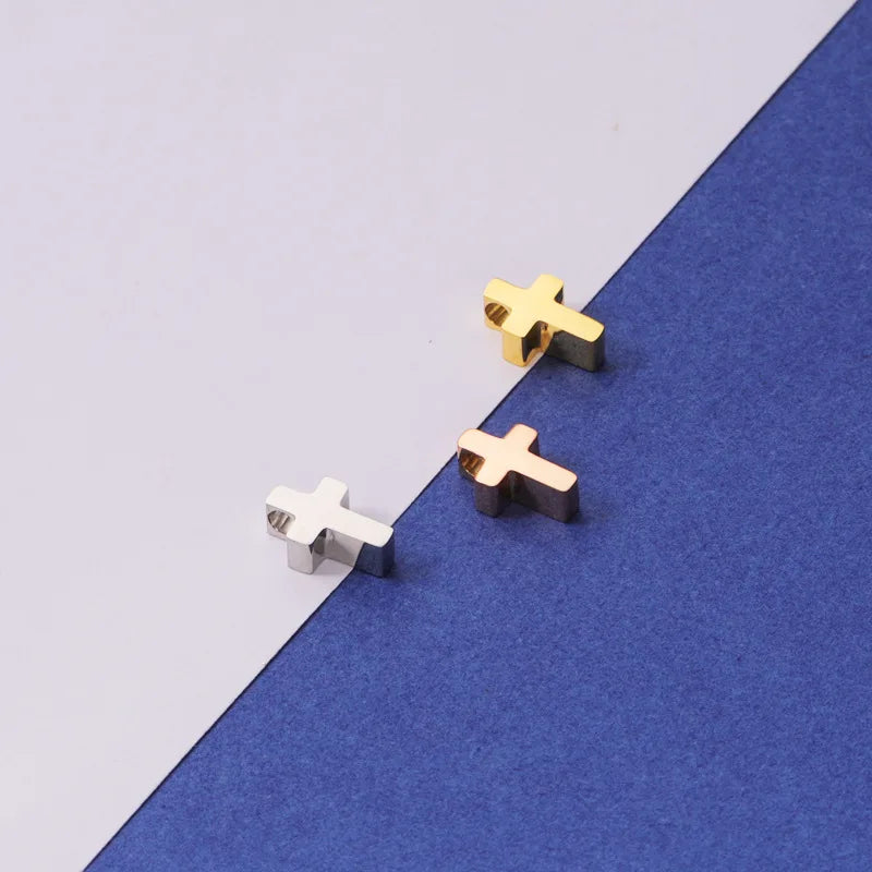 Wholesale Beaded Cross Pendant for Jewelry Making 10*13MM Gold Rose Tiny Cross Charms Accessories DIY Necklace and Bracelet