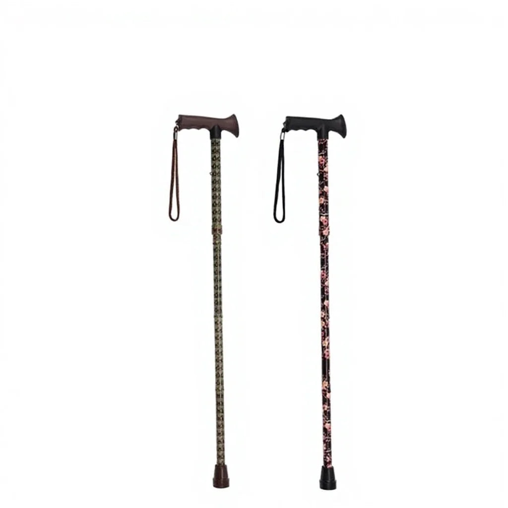 Wholesale OEM 5 Section Aluminum Alloy Shaft Rubber Tip Adjustable Folding Walking Cane Lightweight Fancy Wooden T-Handle CE