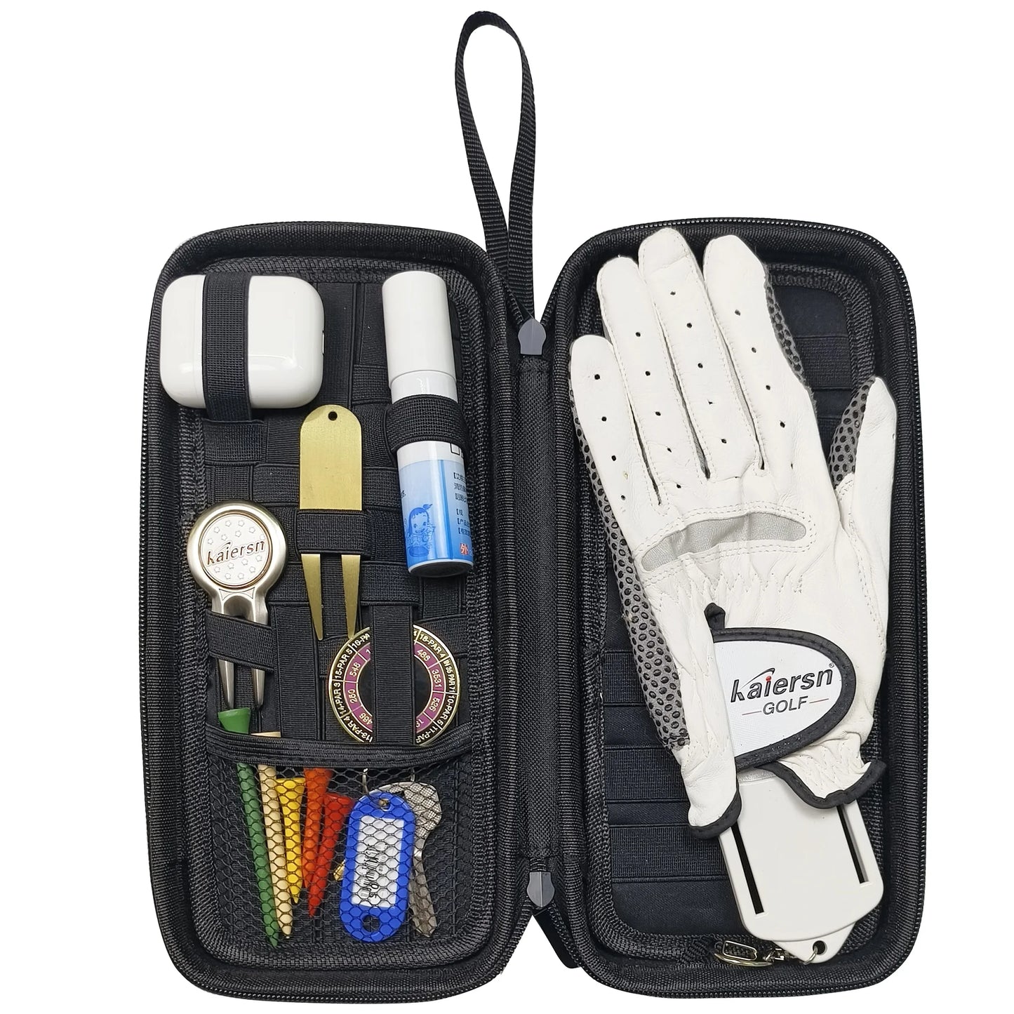 EVA Black Golf Glove Case Holder with Zipper and Glove Holder Protective Case Storage Bag Portable
