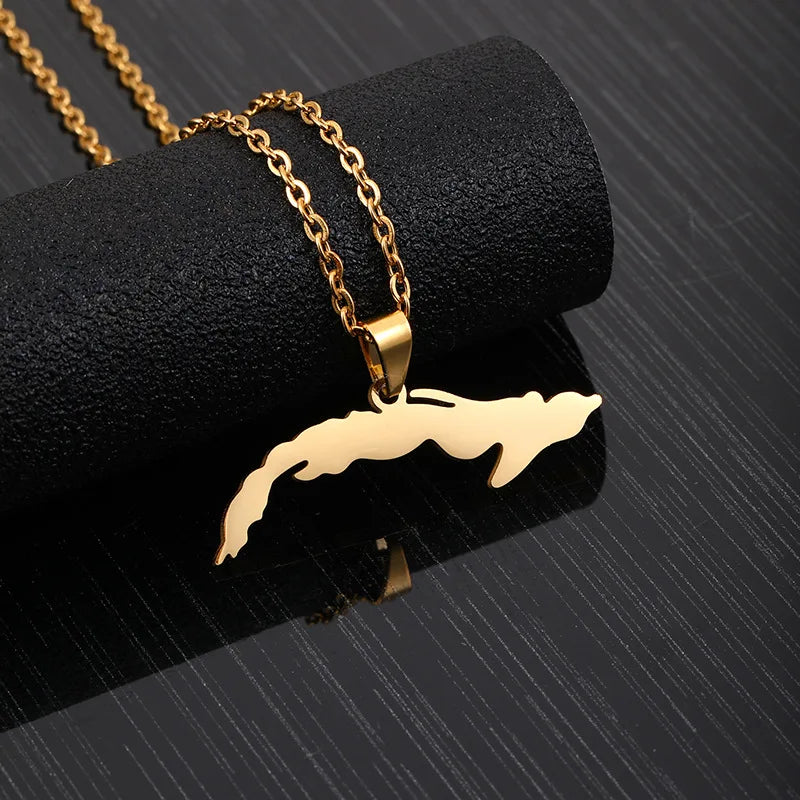 Manufacturer Cuba Map Chain Necklaces Stainless Steel Silver 18K Gold Plated Cuba Flag Map Pendant Necklace