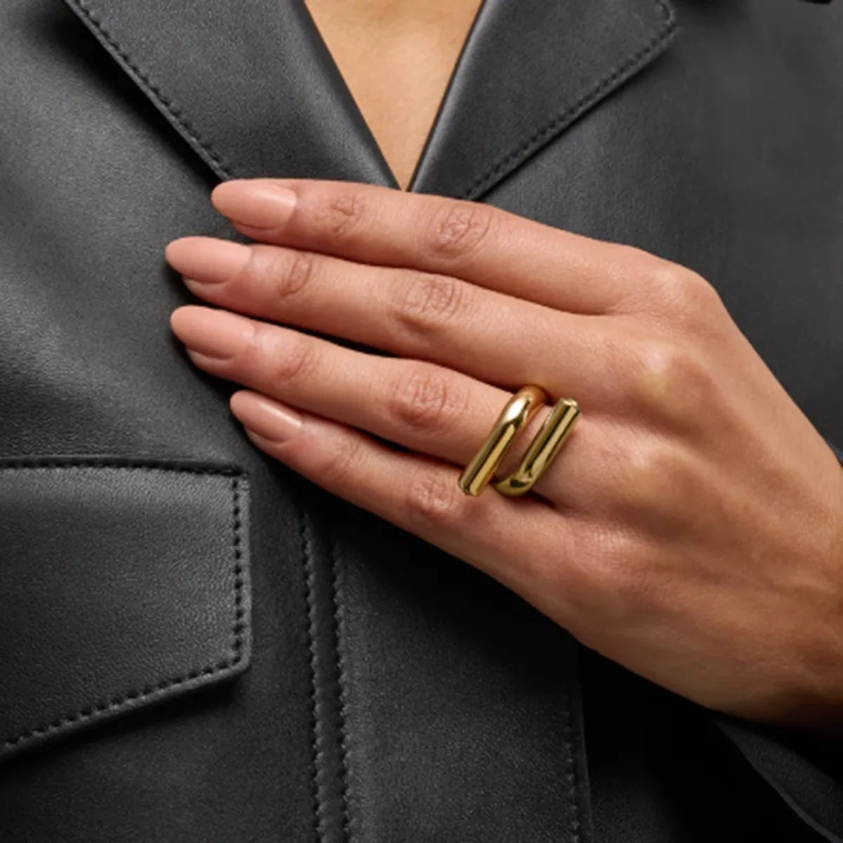 Wholesale Fashion Jewelry Ring 316L Stainless Steel Adjustable Open 18K Gold PVD Plated Rings for Women