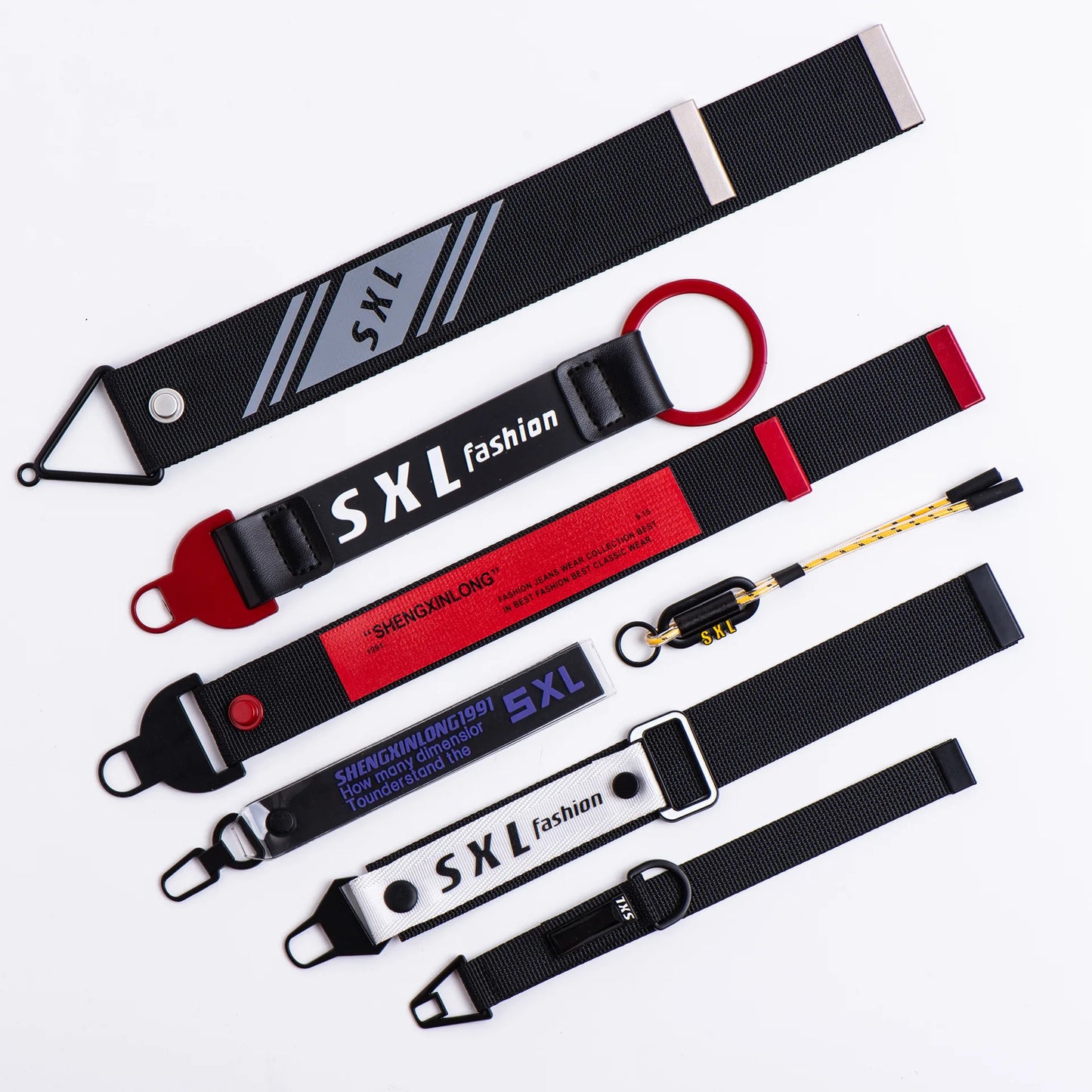 Nylon Jacquard Woven Strap Keychain for Mountaineering Offset Printing for Buckle Short Hanging Rope