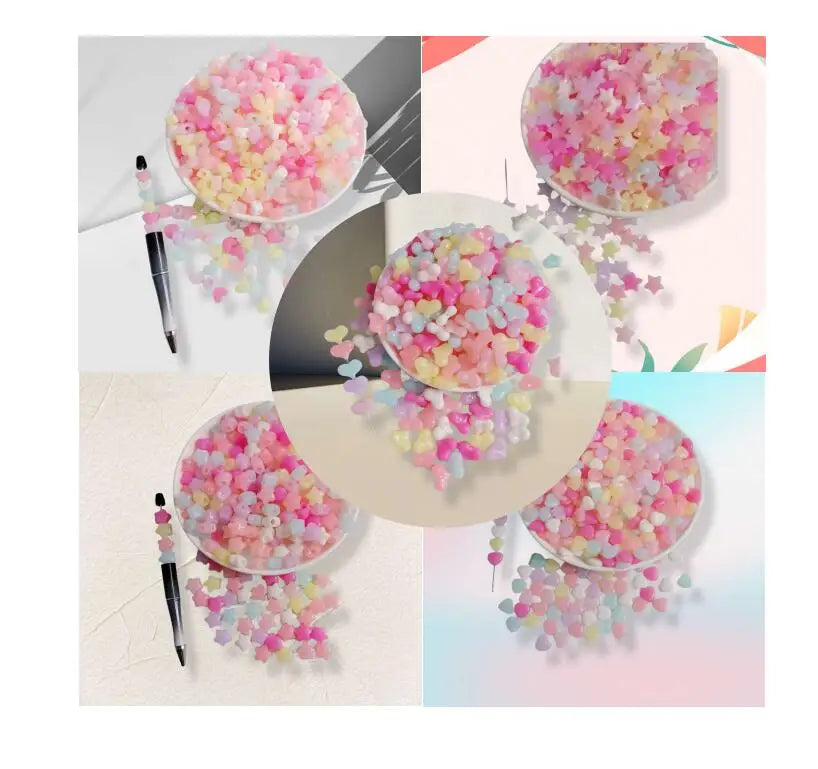 Wholesale 500g/Lot Assorted Pastel Jelly Color Loose Spacer Beads Acrylic Heart Star Charms Bulk for Jewelry Making DIY Craft