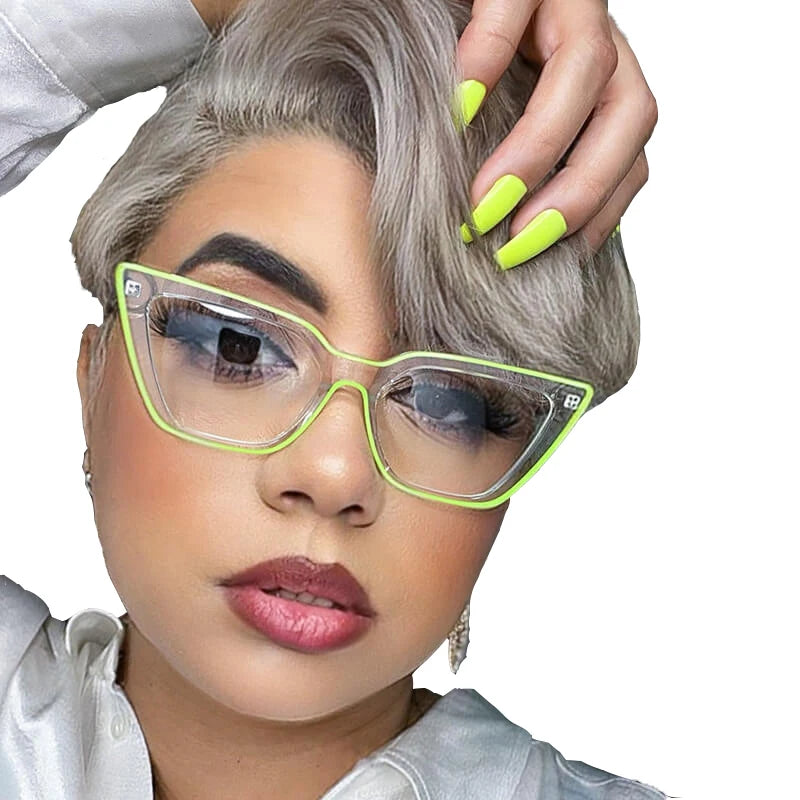 2023 Fashion Fluorescent Color Anti-Blue Light Eyeglasses Transparent Cat Eye Optical Glasses Women TR90 Computer Glasses Fra
