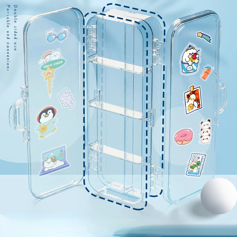Transparent Double Layer Acrylic Pencil Case Waterproof School Stationery with Plastic Material New & Practical