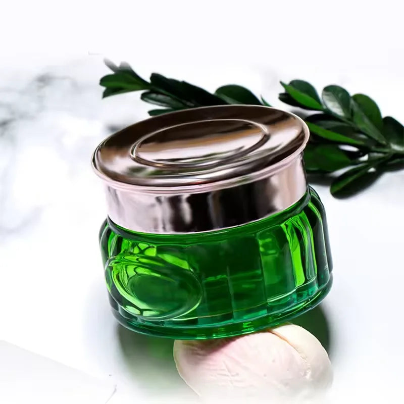 Hot Sale Fashionable Exquisite 50g Green Cosmetic Jar Face Cream Glass Jar with Lid