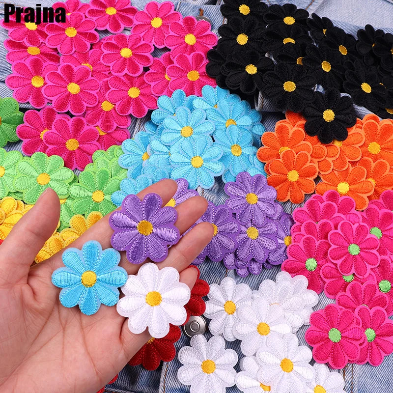 Embroidery Daisy Flower Patches Iron on Patches for Clothing Thermoadhesive Patches for Jeans