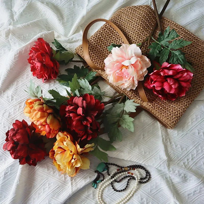 Wholesale Quality Silk Peony Flowers Big Size Single Stem New Year Christmas Wedding Decorative Wreaths Easter Other Occasion