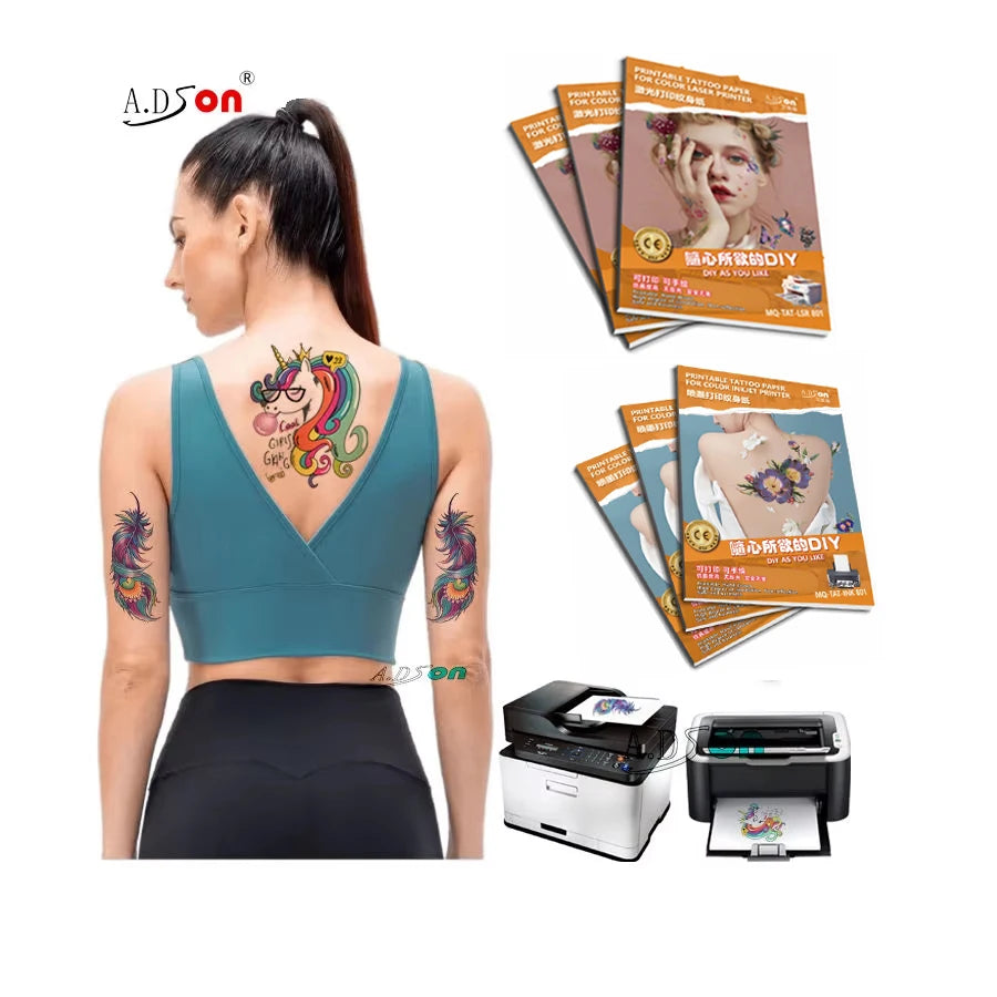 White Temporary Tattoos Sticker Paper Printable Tattoo Paper Laser Inkjet for Face & Body Art Fashionable Custom Design