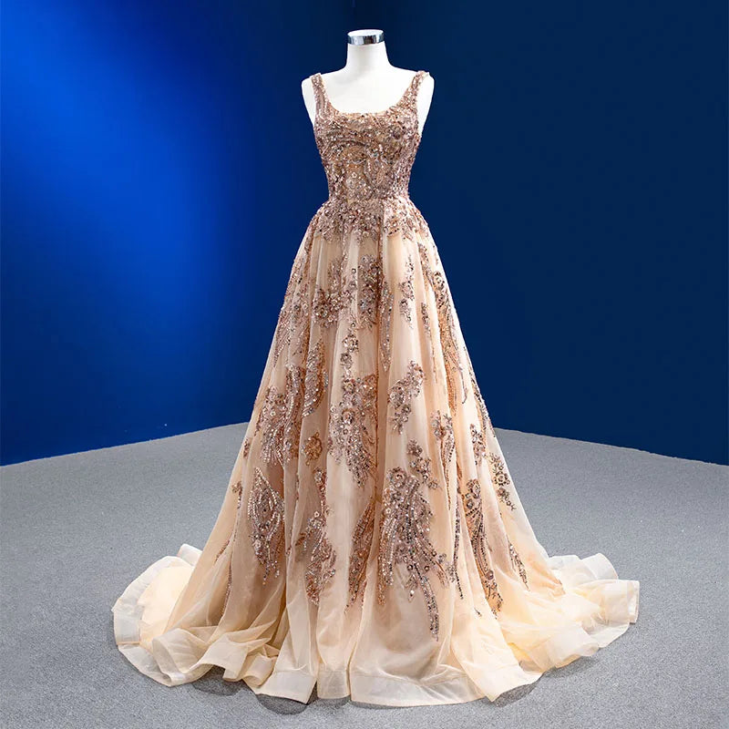 Jancember RSM222168 Spaghetti Straps Sequined Tulle Square Evening Dresses