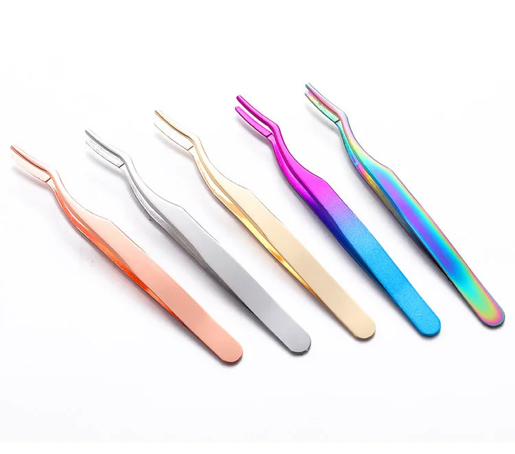 Wholesale Professional Eyelash Tweezers Custom Makeup Tools Stainless Steel Lashes Tweezers