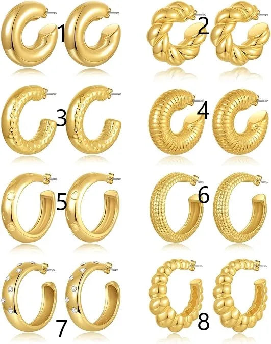 Wholesale 30mm Alloy Chunky Silver & Gold Lightweight Earrings Trendy Fashionable Hoop Huggie Ear Studs with Zircon for Women