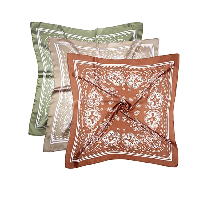 Wholesale  China Made Decorative Digital 27.5 Inches Silk Hair Wrap Neck Satin Head Scarf Bandana