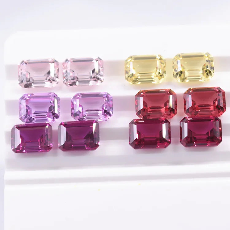5A High Quality Corundum Emerald Cut Morgan Pink Yellow Sapphire Czochralski Lab Grown Sapphire Stone