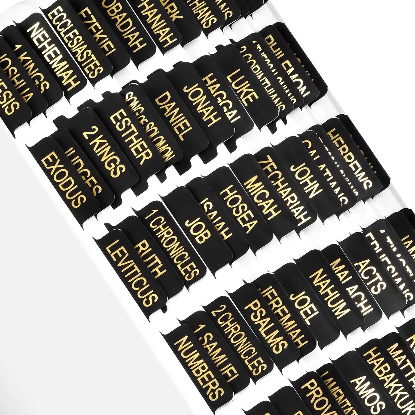 Waterproof Laminated Old and New Testament Bible Tab Black Gold Foil Letters Design Bible Tabs for Men and Women