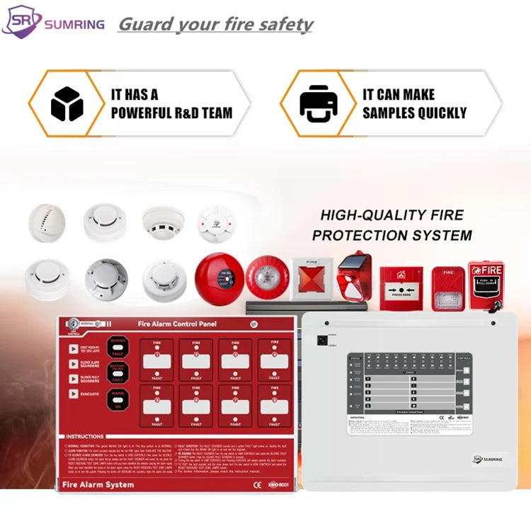 Conventional Fire Alarm Control Panel with 1-10 Zones Fire Protection CE Certified LED Display