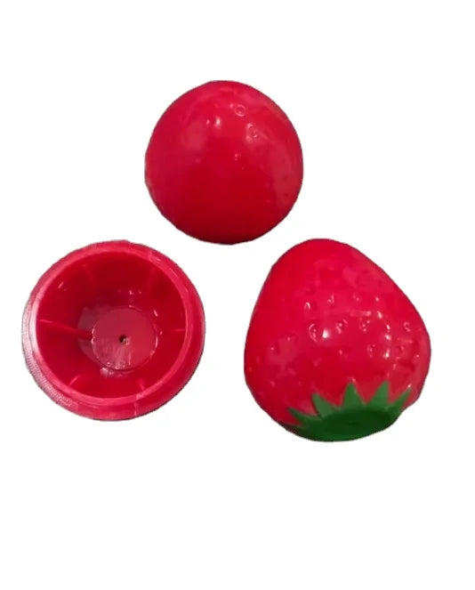 Empty Portable PP Plastic Fruit Shaped Strawberry Lip Balm Container with Screw Top for Cosmetic Use