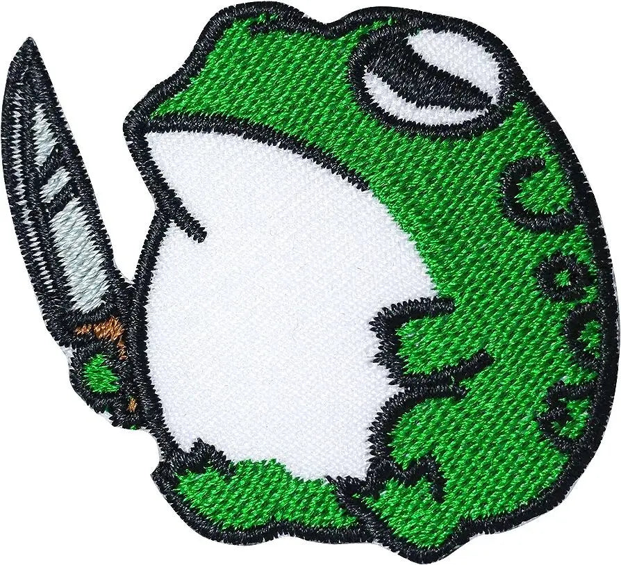 Fat Frog with Knife Iron on Patches for Clothing Saw On/Iron On/hook and Loop Embroidered Patch Applique for Jeans Hats Bags