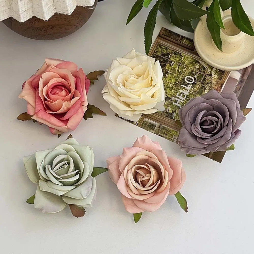 Hot Selling Wedding Flower Women Hair Claw Clips Artificial Beautiful Silk Flower Rose Heads Flower Hair Clip Claw
