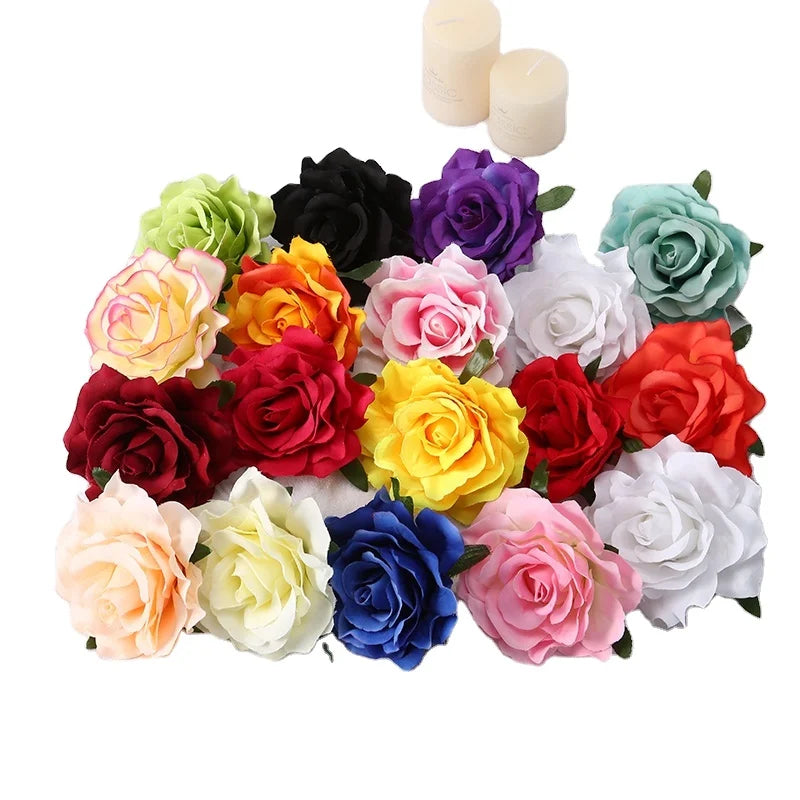 HT132 Quick Delivery Artificial Preserved Red Velvet Silk Roses Head for Wedding Background Flower Wall Flower Arrangement