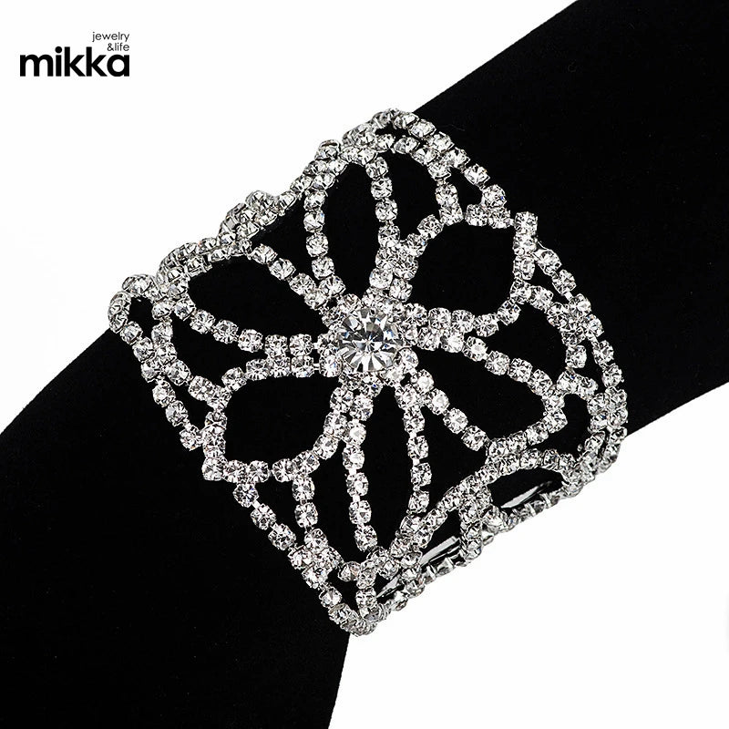 Fashion Performance Stage Contest Bracelets Crystal Rhinestone Flower Hollowed-Out Charm Bracelets