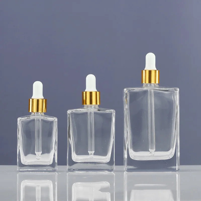 100ml Spot Square Rectangle Empty Serum Glass Essential Dropper Bottles With Childproof Cap for Liquid Essential Oil