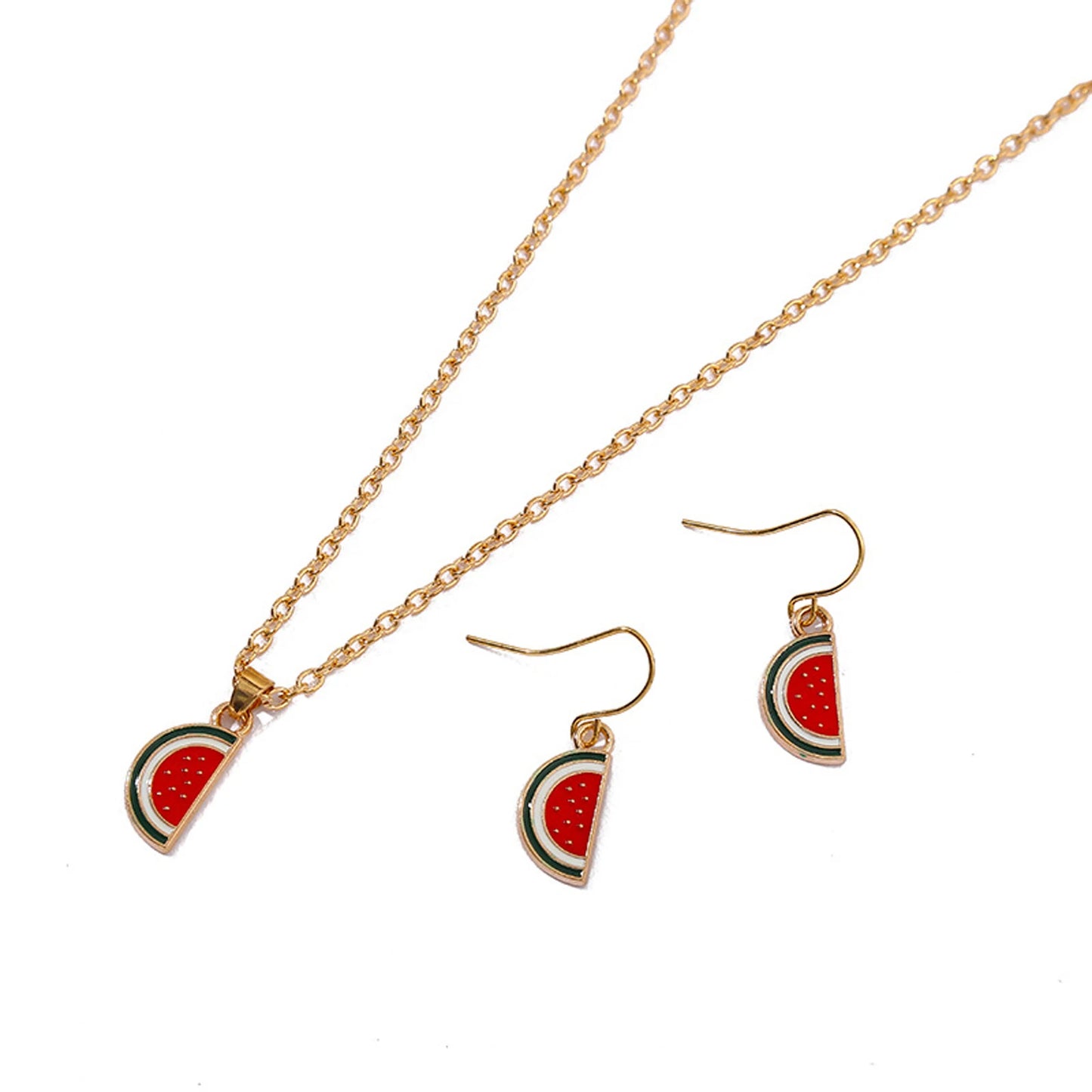 Watermelon Charm Earrings Support Palestine 18K Gold Plated Watermelon Pendant Girl's Jewelry Gift Dangling Drop Hook Earring