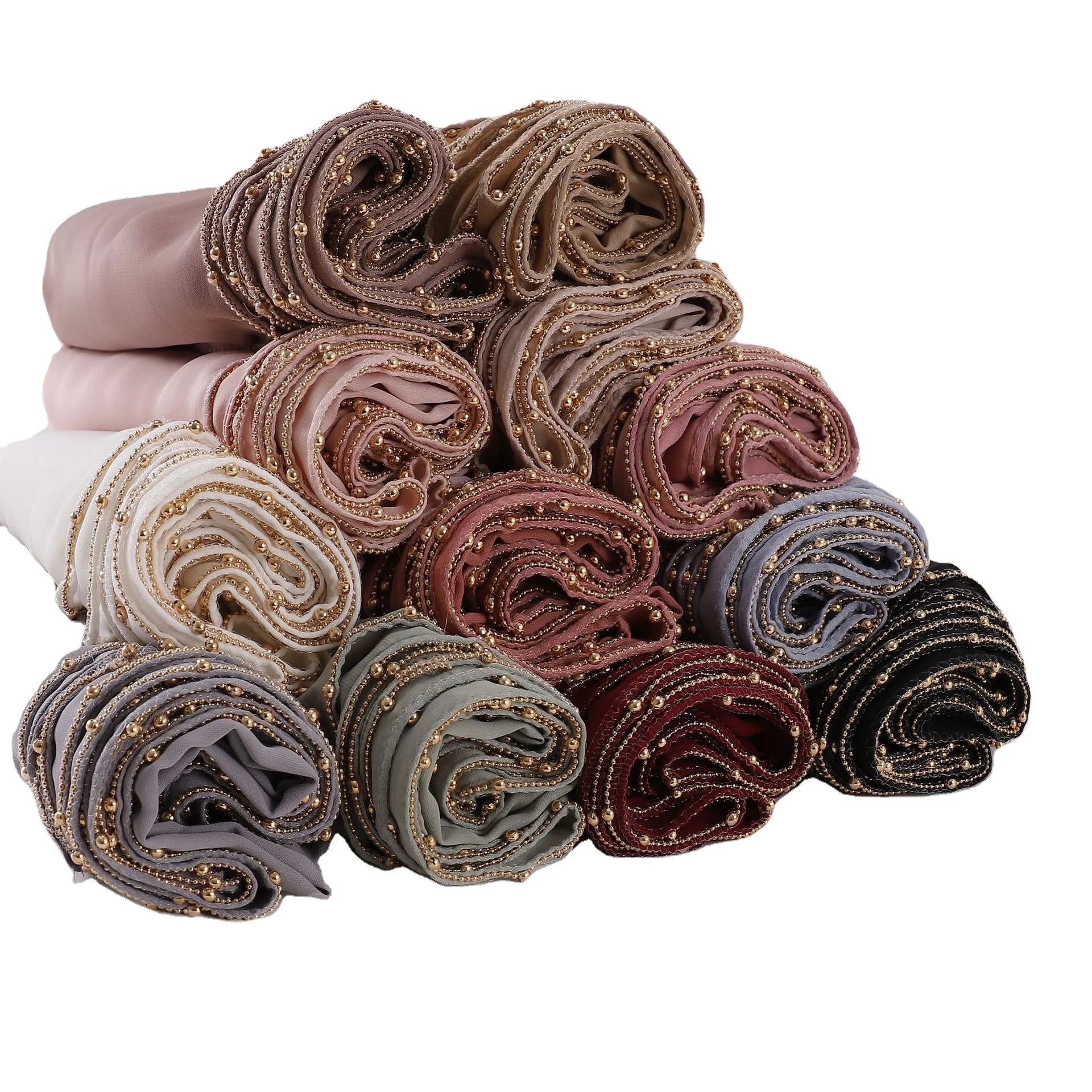 CCY Wholesale  Malaysia Smooth Women Muslim Scarf Hijab Shawl Long Silk Feeling Head Hijab With Chain