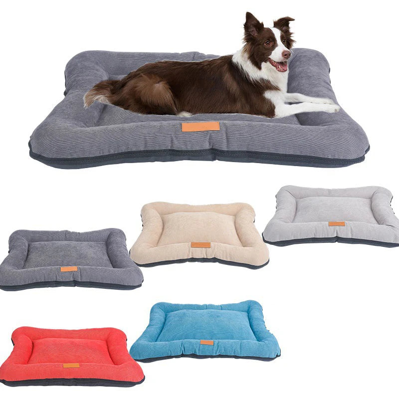 Luxury Custom Corduroy Solid Pattern Breathable Dog Bed High Quality Calming Mattress Washable Cover for Small/Medium/Large D