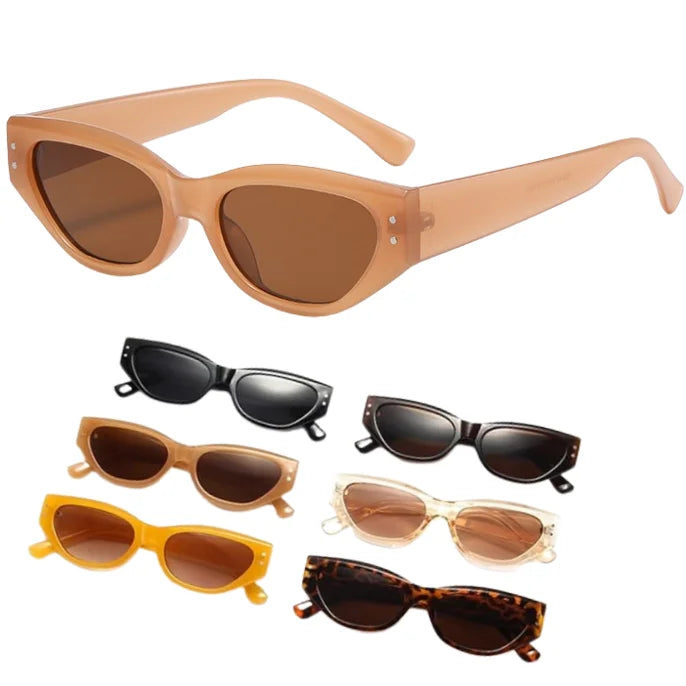 Popular Fashion Small Cat Eye Sunglasses Women Retro Jelly Colors Shades UV400 Trending Men Rivets Sun Glasses