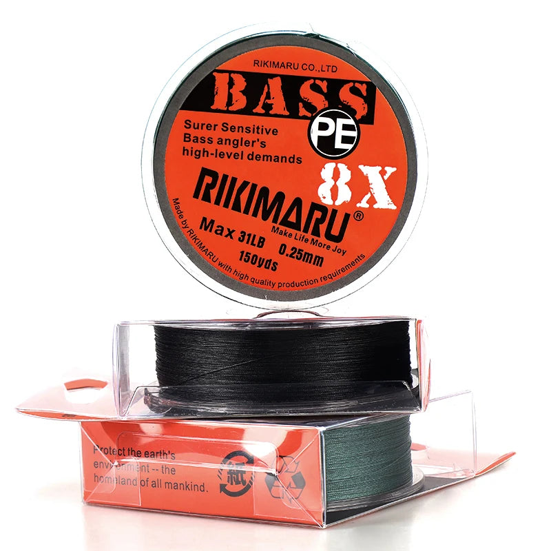 Rikimaru Bass 8X Super Strong 8 Strand Pe Braid Angling Line Especially Recommended for Medium to Long Range Fishing Line Riv