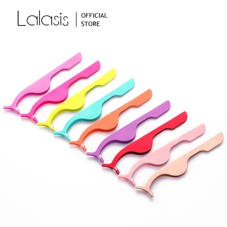 Lalasis OEM logo Lashes Tools Eyelash Tweezers Stainless Steel Eyelash Applicator Private Label Eyelash Makeup Tools