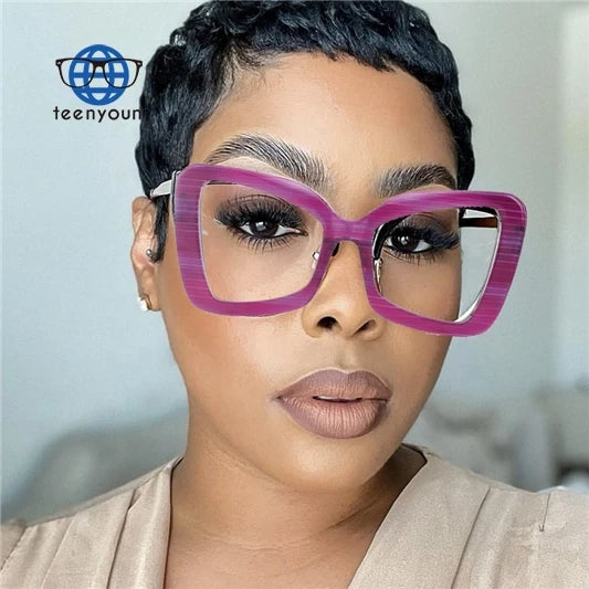 Teenyoun Butterfly Oversized Blue Light Glasses Eyeglass Frame Optical Purple Acetate Optical Frames Eye Glasses 2024 Wholesa